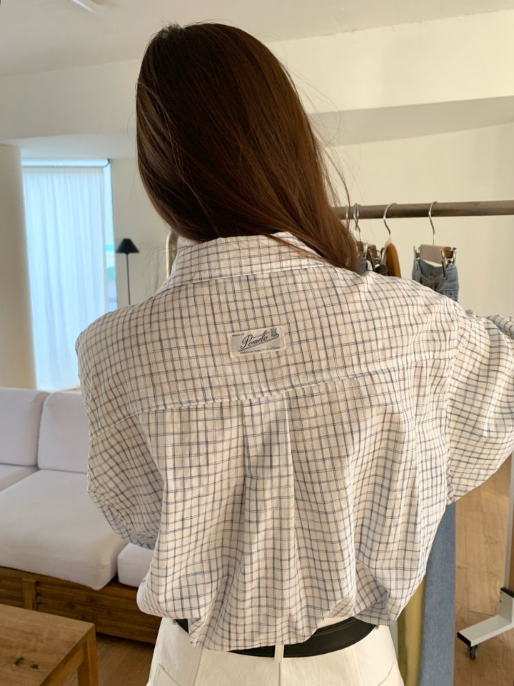 Pomelo - Korean Women Fashion - #vintagekidsstyle - Check Label Shirt