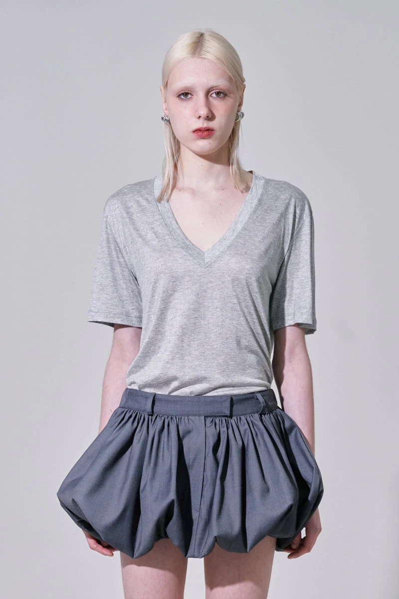 Project Wave - Korean Women Fashion - #momslook - Silky V-neck Half Sleeve Top - 2