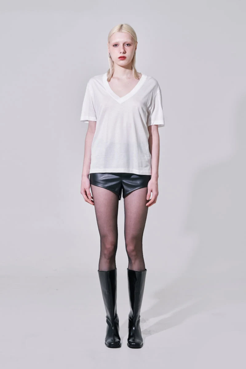 Project Wave - Korean Women Fashion - #momslook - Silky V-neck Half Sleeve Top - 4
