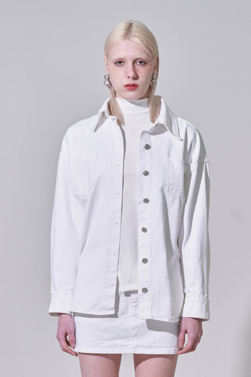 Project Wave - Korean Women Fashion - #momslook - Stone Washed Denim Shirt Jacket - 5