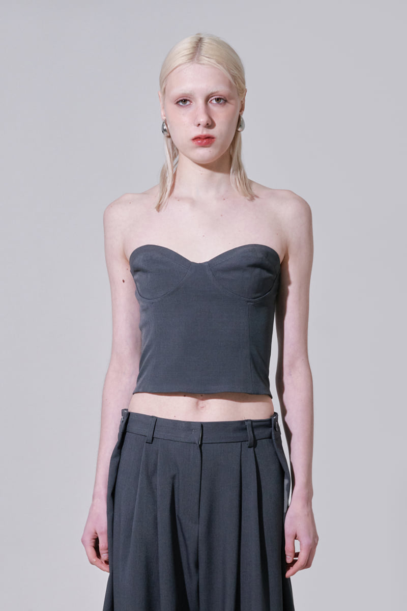 Project Wave - Korean Women Fashion - #momslook - Back Smocked Spandex Bustier - 2