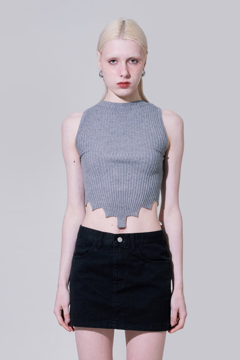 Project Wave - Korean Women Fashion - #momslook - Kiki Cutting Sleeveless Knit Top - 2