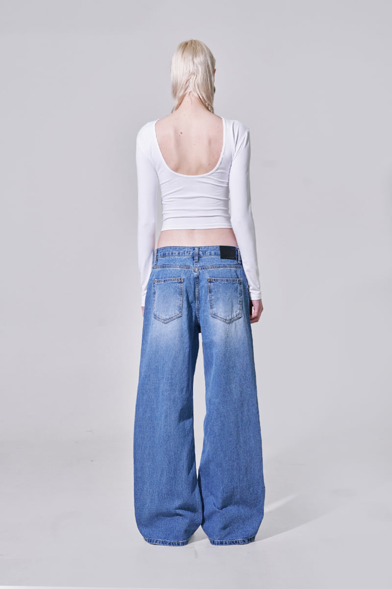 Project Wave - Korean Women Fashion - #momslook - Wide Basic Denim Pants - 3