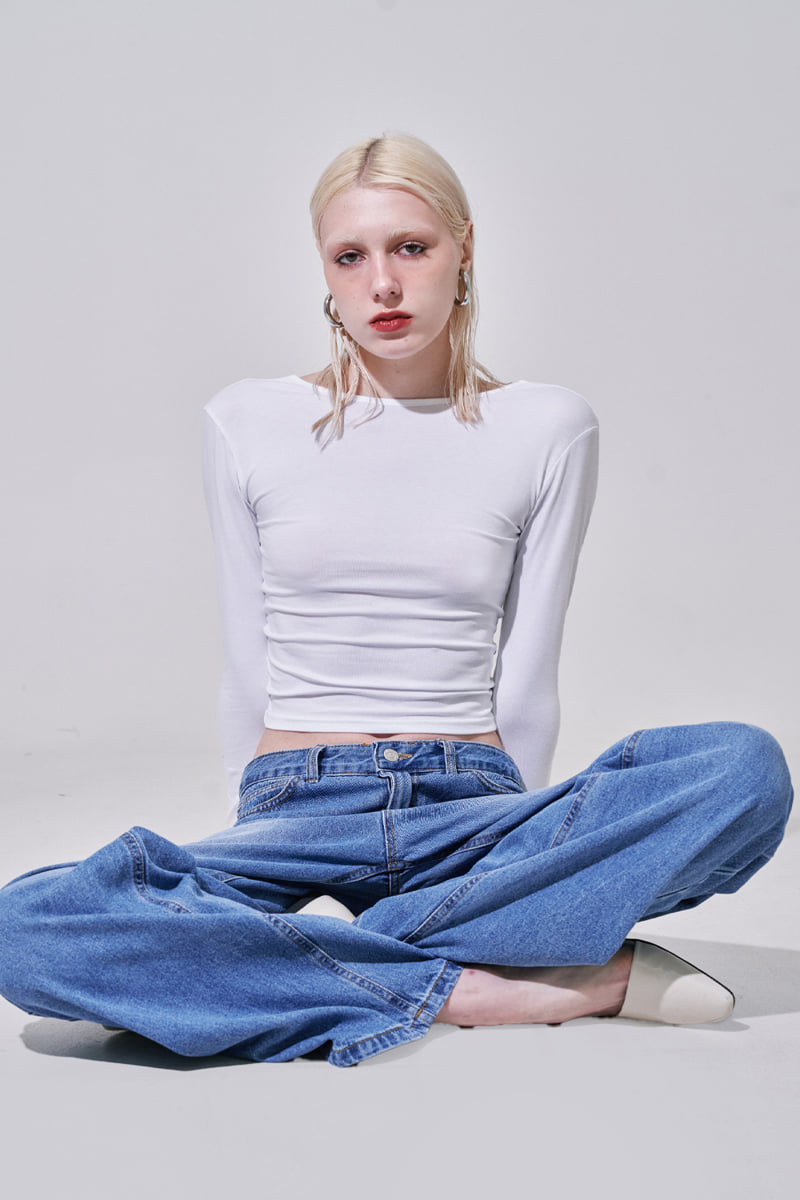 Project Wave - Korean Women Fashion - #momslook - Viva Back Depp Round Tee - 3