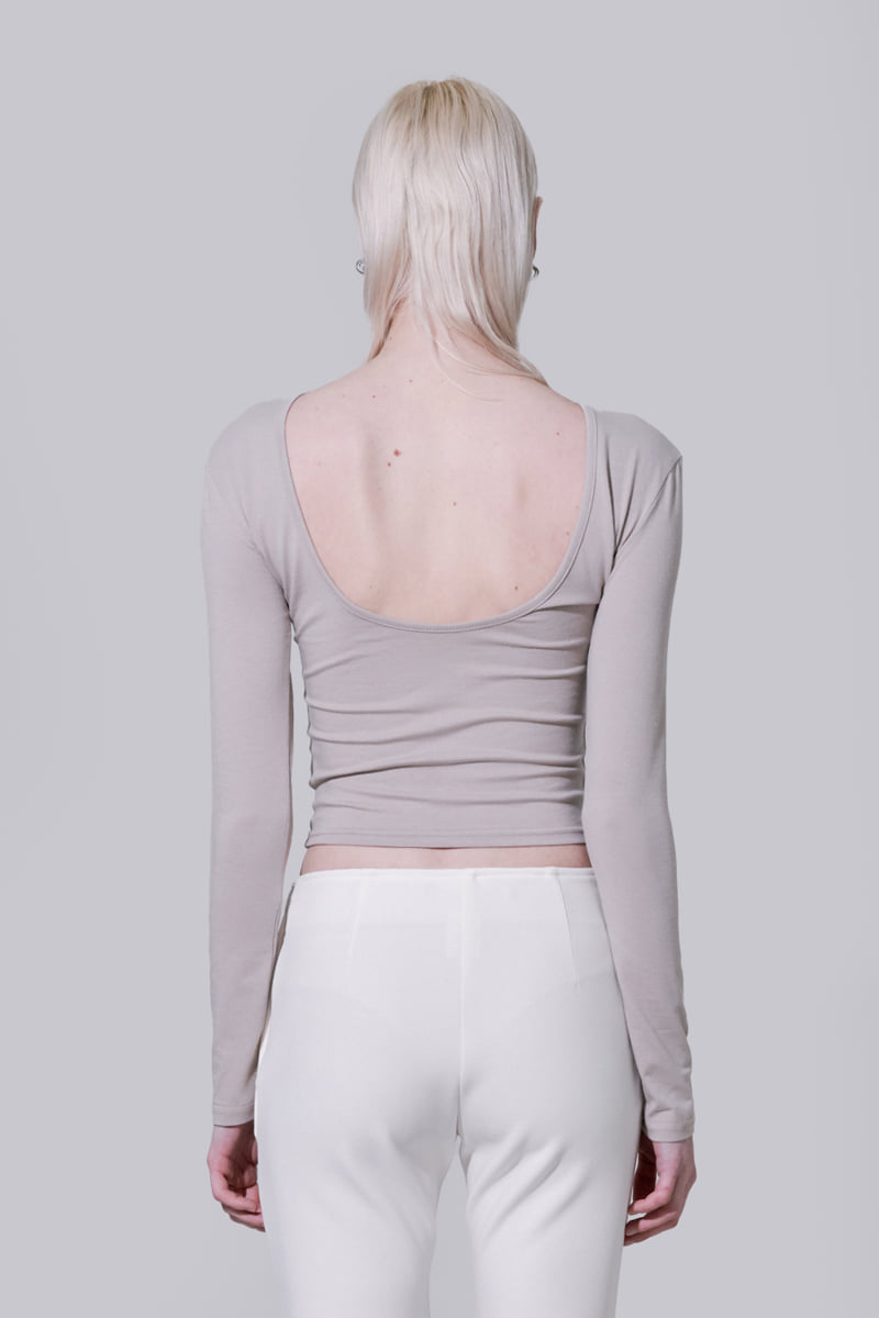 Project Wave - Korean Women Fashion - #momslook - Viva Back Depp Round Tee - 7
