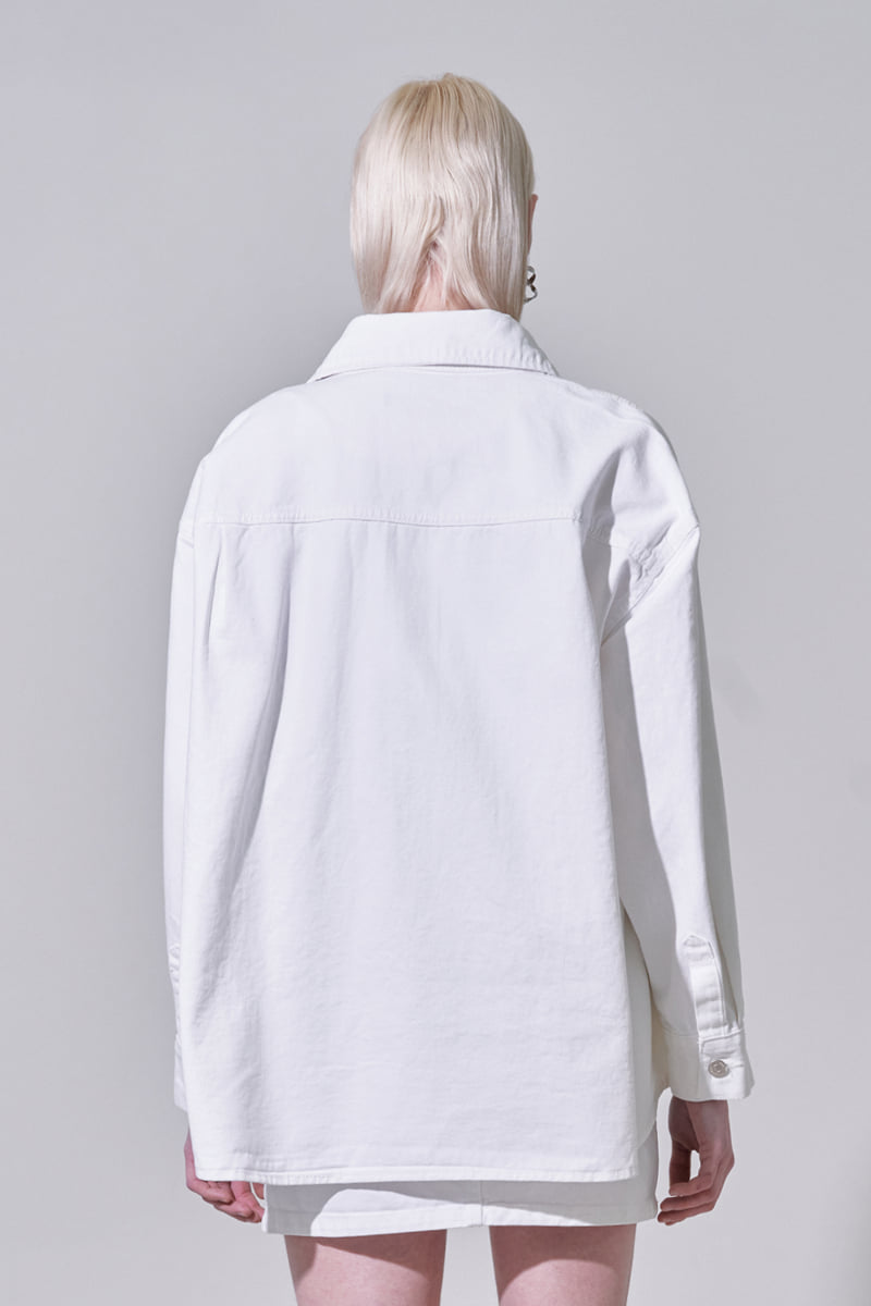 Project Wave - Korean Women Fashion - #womensfashion - Stone Washed Denim Shirt Jacket - 8