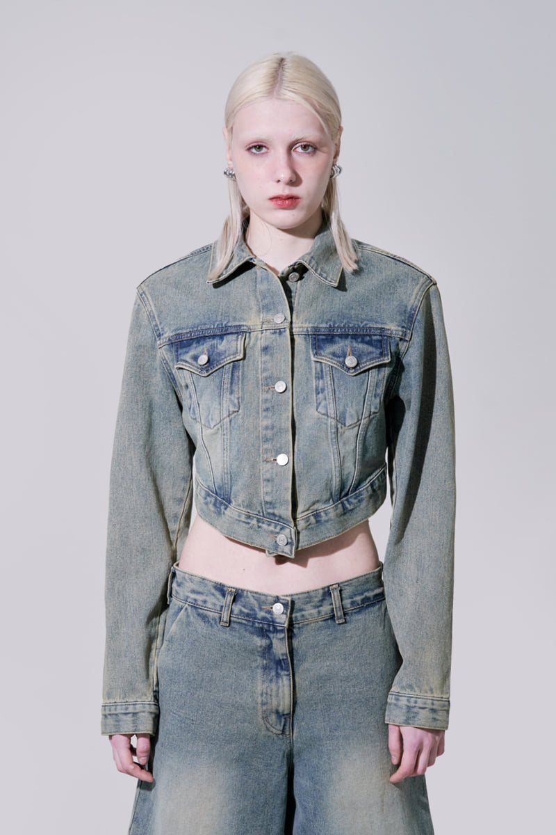 Project Wave - Korean Women Fashion - #womensfashion - V Cutting Denim Jacket