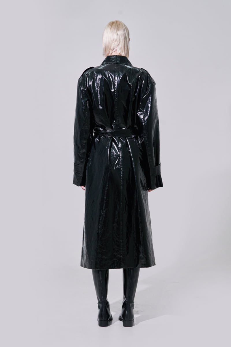Project Wave - Korean Women Fashion - #womensfashion - Enamel Long Trench Coat - 3