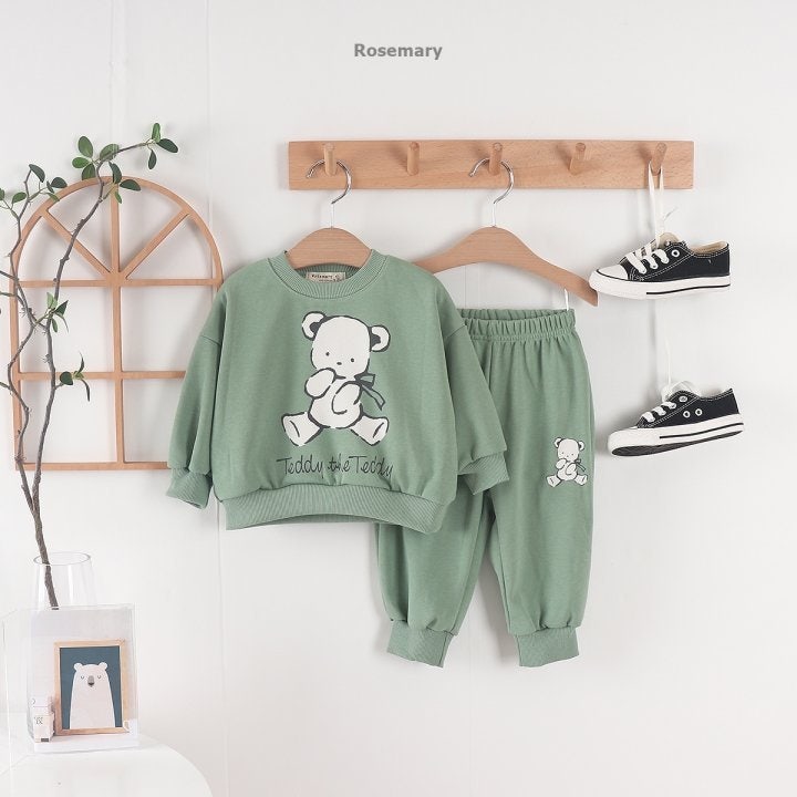 Rosemary - Korean Baby Fashion - #onlinebabyboutique - Bear Top Bottom Set - 7