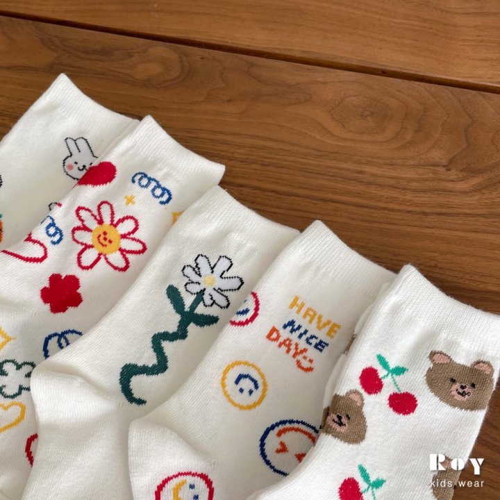 Roy - Korean Children Fashion - #designkidswear - Mix Smile Socks (set of 5) - 9