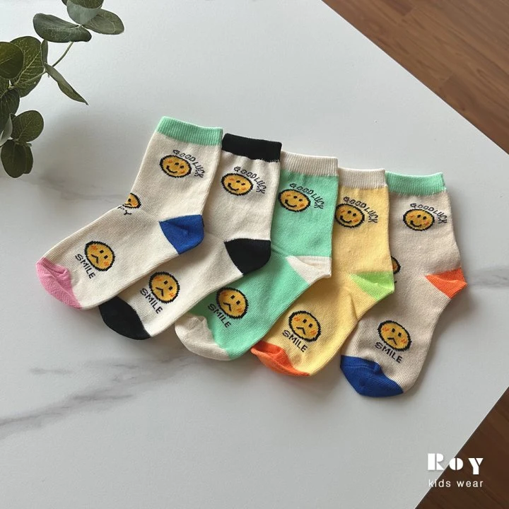 Roy - Korean Children Fashion - #kidsstore - Luxe Smile Socks (set of 5)