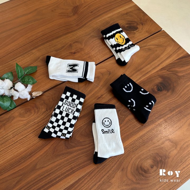 Roy - Korean Children Fashion - #littlefashionista - Black White Socks (set of 5)