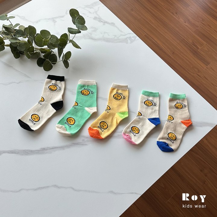 Roy - Korean Children Fashion - #prettylittlegirls - Luxe Smile Socks (set of 5) - 7