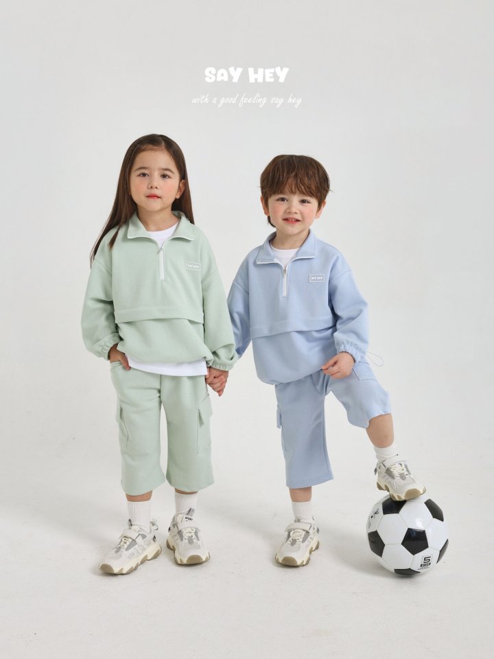 Say Hey - Korean Children Fashion - #Kfashion4kids - Half Open Windbreaker Set