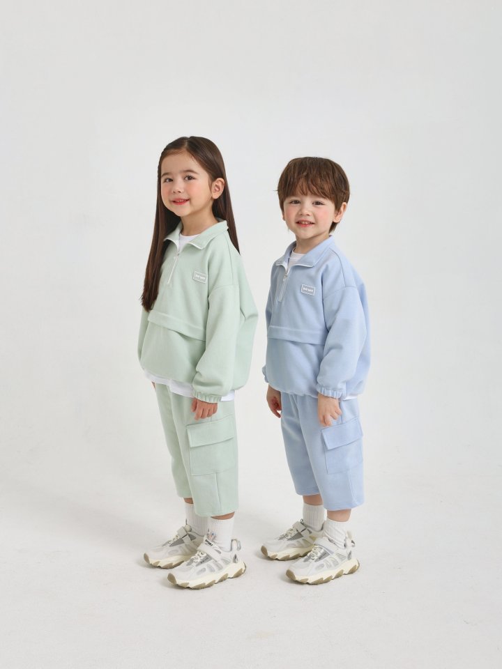 Say Hey - Korean Children Fashion - #littlefashionista - Half Open Windbreaker Set - 2