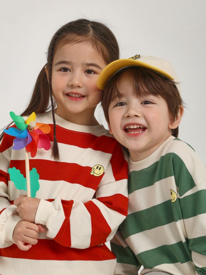Say Hey - Korean Children Fashion - #todddlerfashion - Smile Stripe Sweatshirts - 8