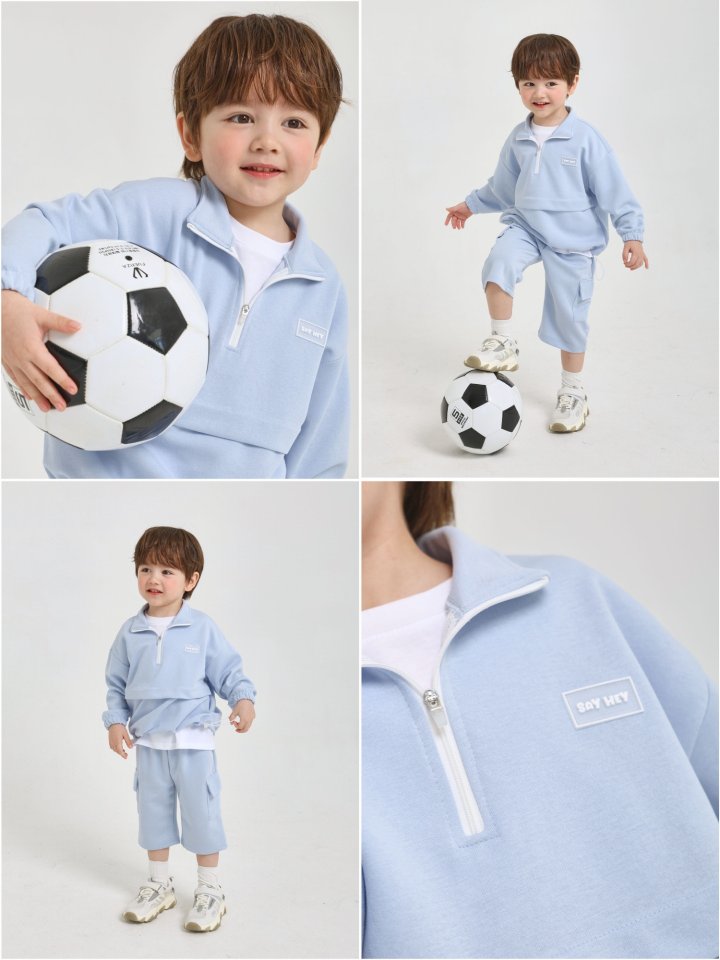 Say Hey - Korean Children Fashion - #toddlerclothing - Half Open Windbreaker Set - 7