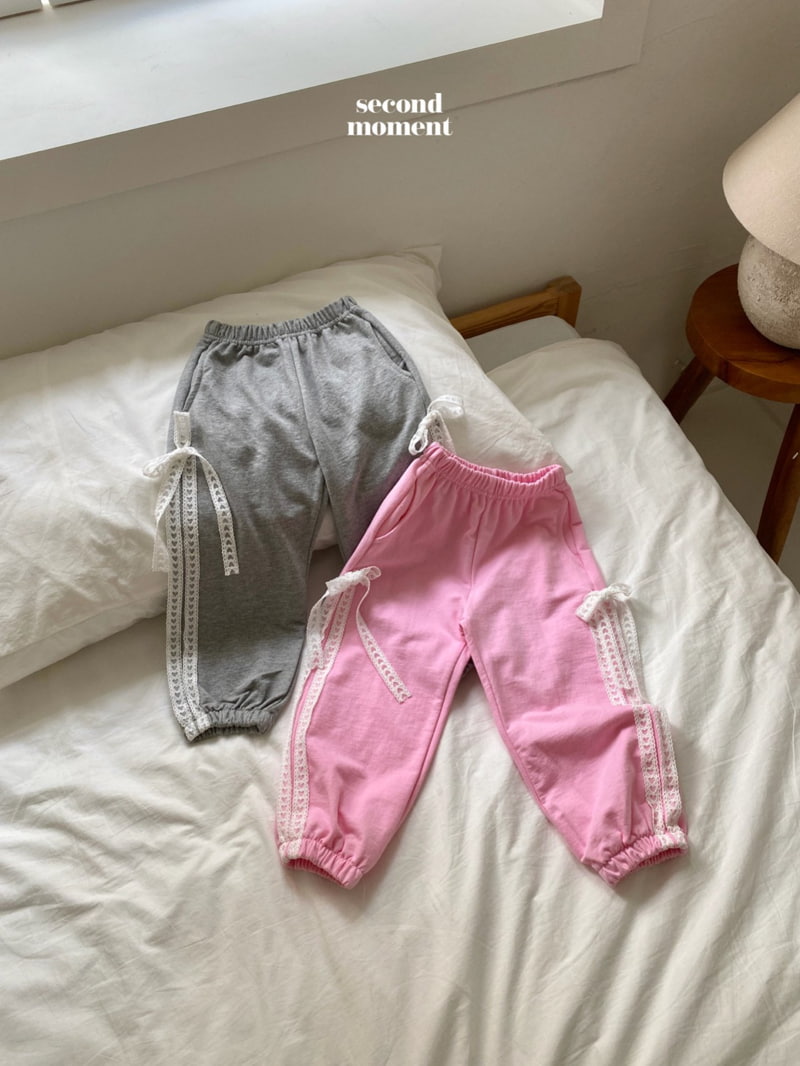 Second Moment - Korean Children Fashion - #fashionkids - Lace Ribbon Jogger Pants