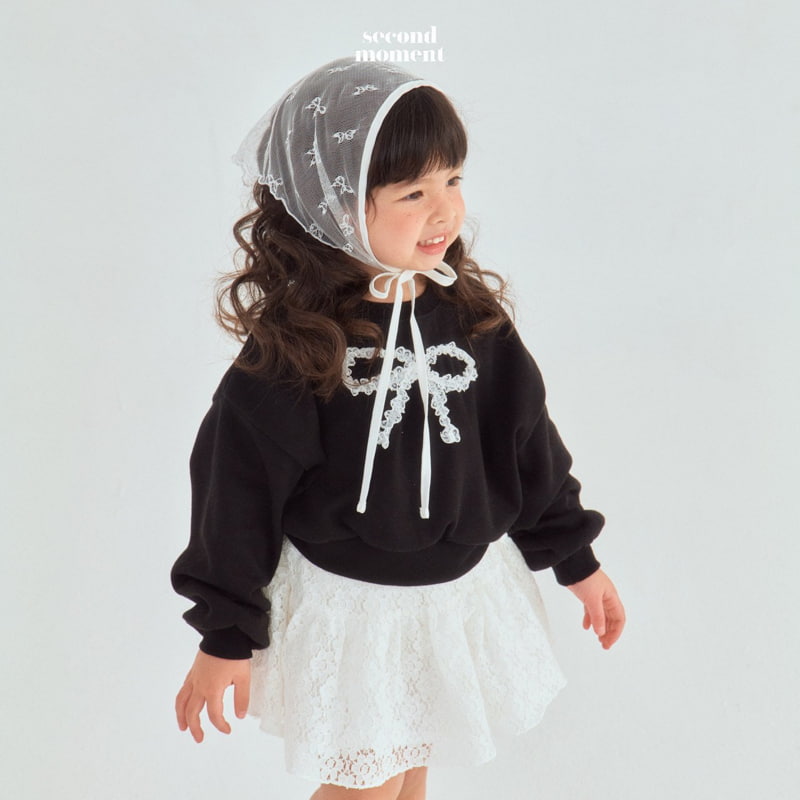 Second Moment - Korean Children Fashion - #kidsstore - Lace Ribbon Crop Sweatshirts - 4