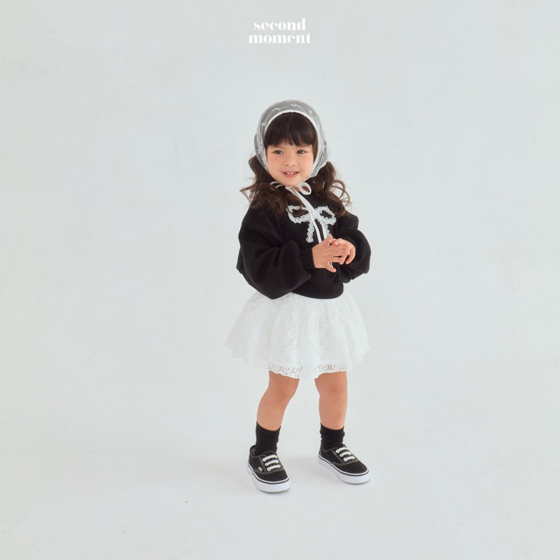 Second Moment - Korean Children Fashion - #littlefashionista - Lace Ribbon Crop Sweatshirts - 6
