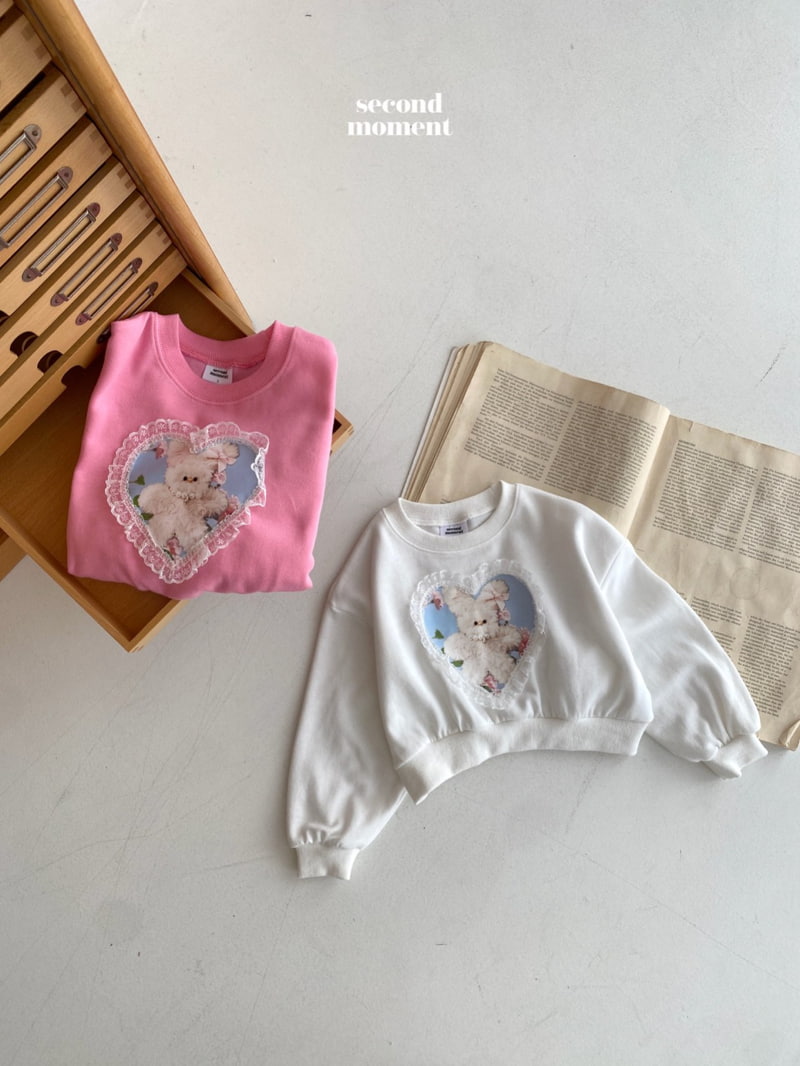 Second Moment - Korean Children Fashion - #minifashionista - Lace Heart Rabbit Crop Sweatshirts