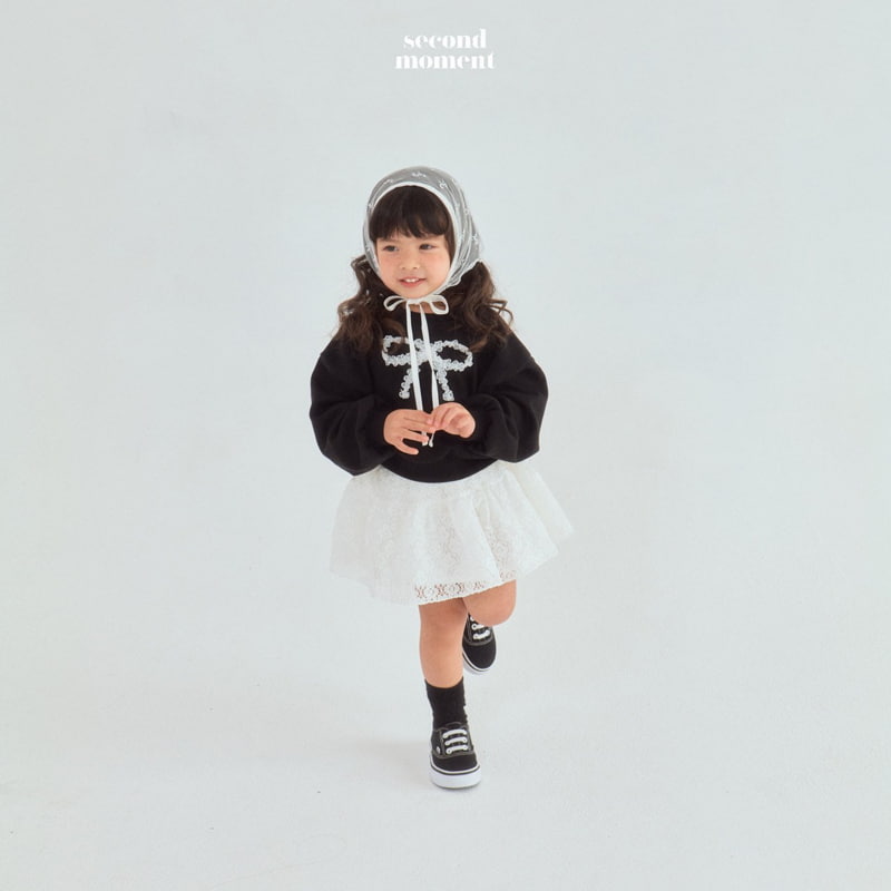 Second Moment - Korean Children Fashion - #minifashionista - Lace Ribbon Crop Sweatshirts - 8