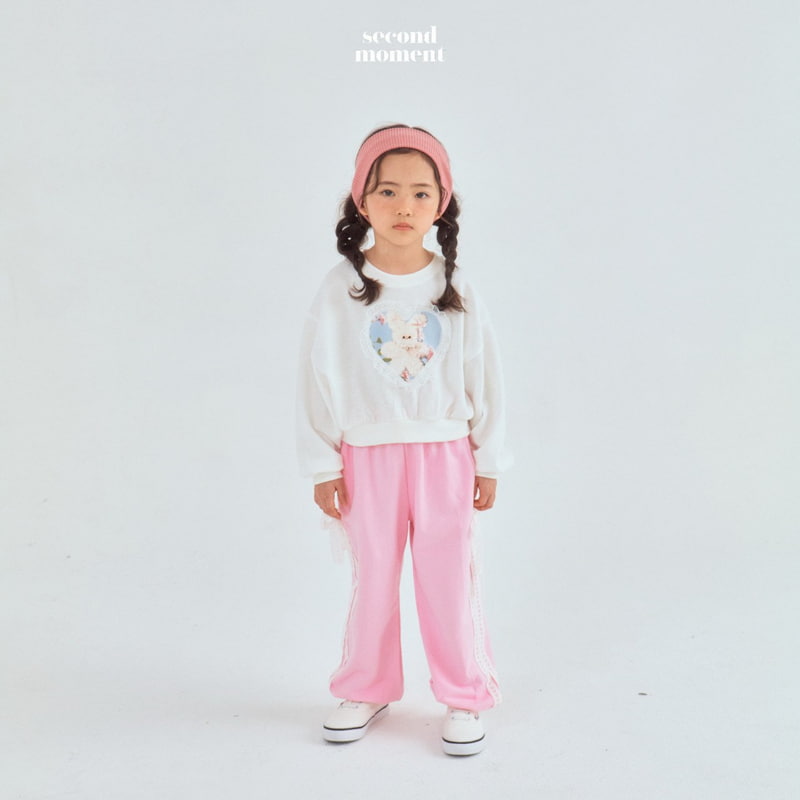 Second Moment - Korean Children Fashion - #prettylittlegirls - Lace Heart Rabbit Crop Sweatshirts - 2