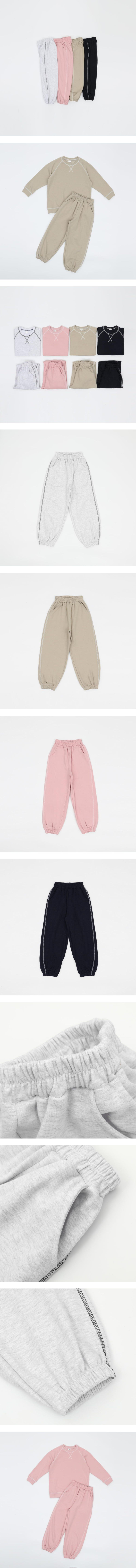 Sol At Luna - Korean Children Fashion - #childofig - (Junior) Stitch Jogger Pants
