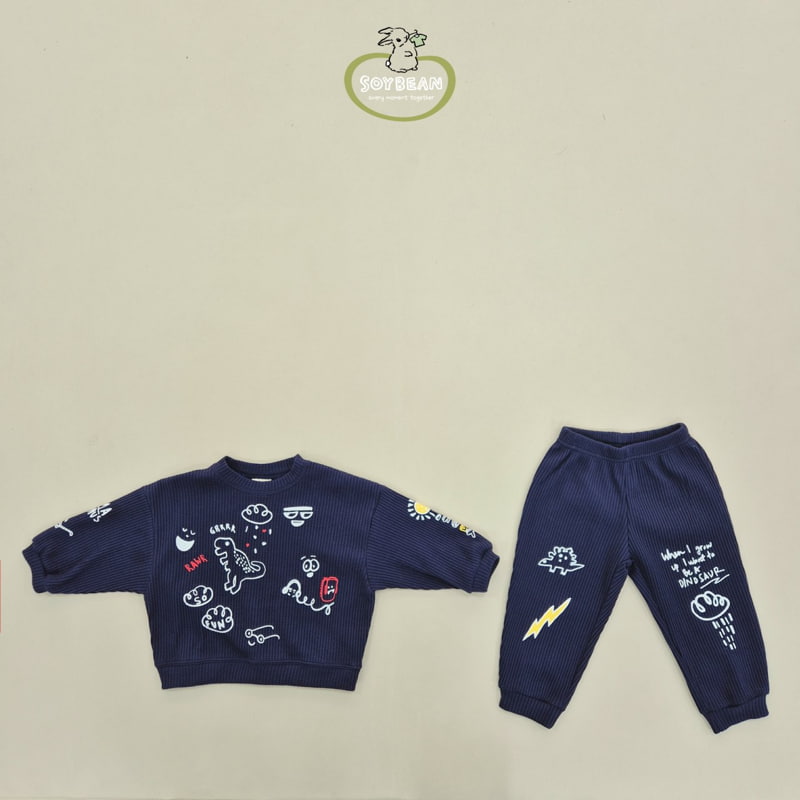 Soybean - Korean Children Fashion - #Kfashion4kids - Painting Waffle Top Bottom Set - 7