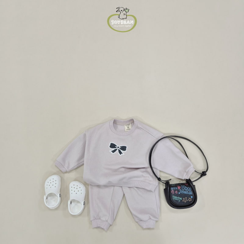 Soybean - Korean Children Fashion - #kidzfashiontrend - Ribbon Chain Embroidery Top Bottom Set - 4