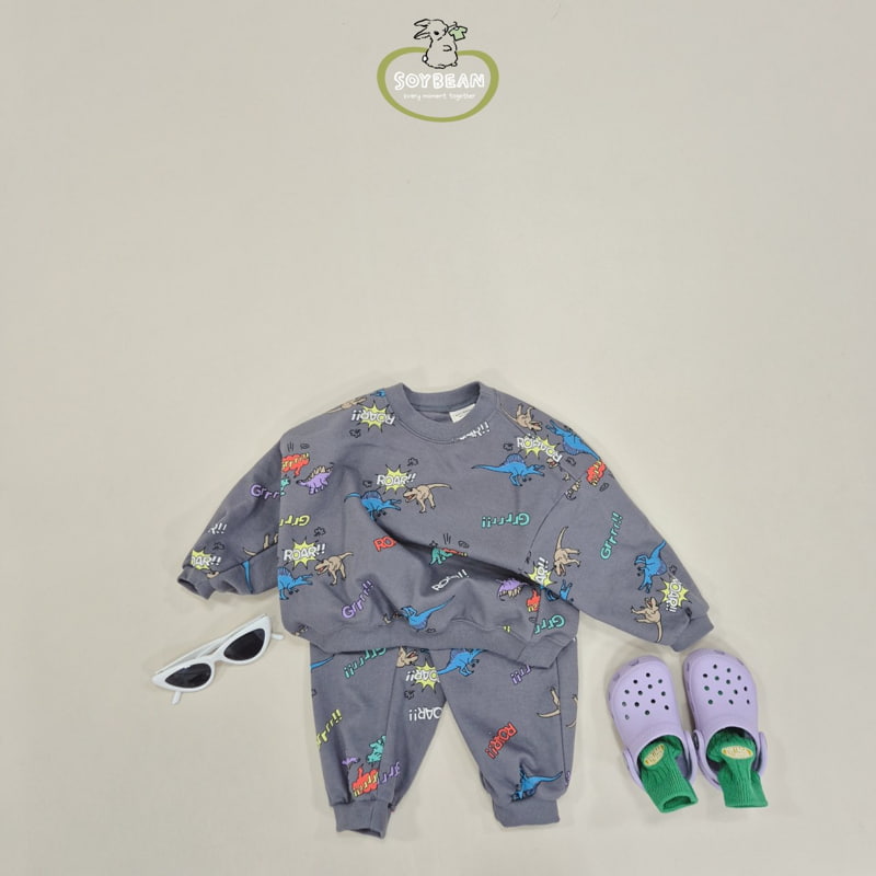 Soybean - Korean Children Fashion - #childofig - Dino Cartoon Top Bottom Set - 5
