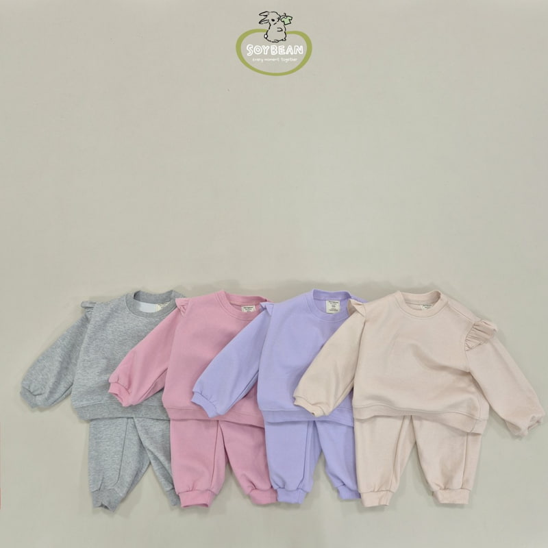 Soybean - Korean Children Fashion - #childofig - Shoulder Frill Top Bottom Set