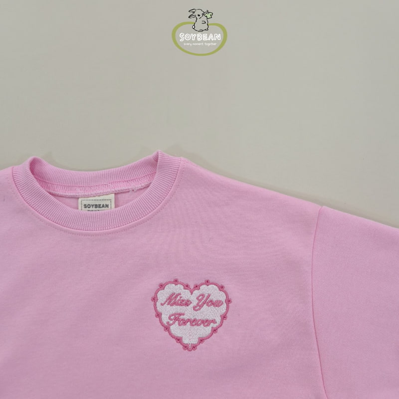Soybean - Korean Children Fashion - #childrensboutique - Heart Embroidery Top Bottom Set - 10
