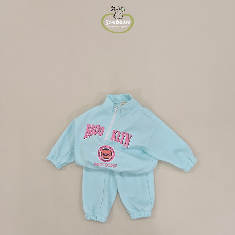 Soybean - Korean Children Fashion - #childrensboutique - Half Neck Teddy Top Bottom Set - 9