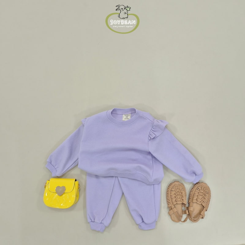 Soybean - Korean Children Fashion - #designkidswear - Shoulder Frill Top Bottom Set - 3