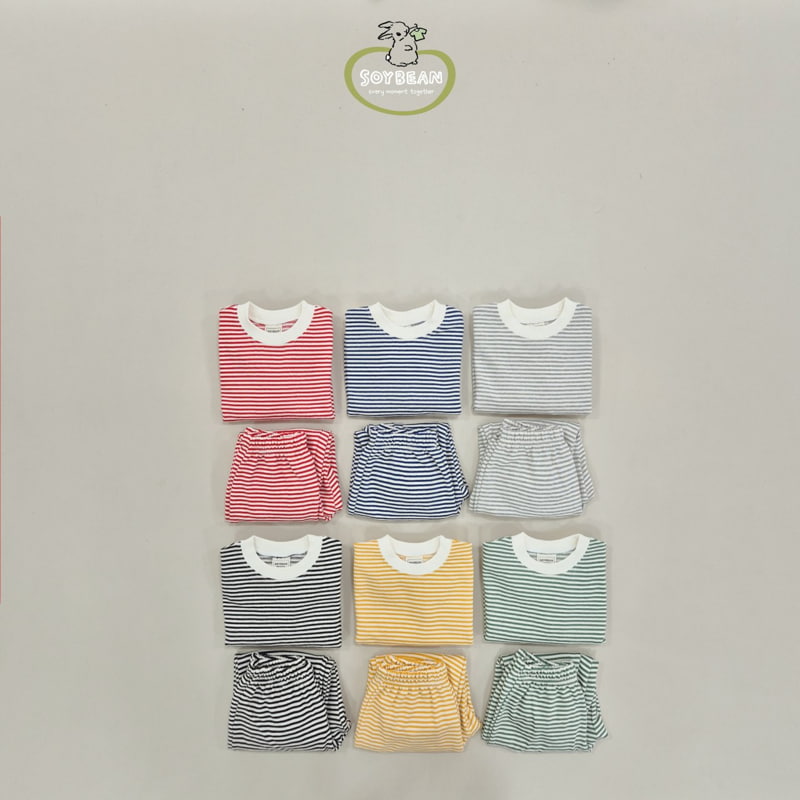 Soybean - Korean Children Fashion - #discoveringself - Stripe Top Bottom Set