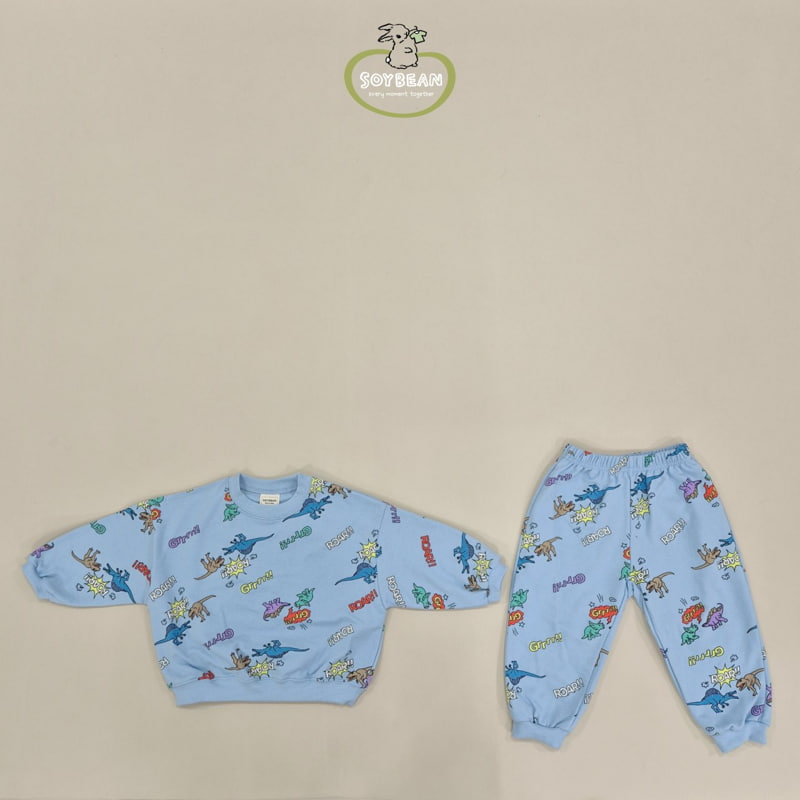 Soybean - Korean Children Fashion - #discoveringself - Dino Cartoon Top Bottom Set - 9