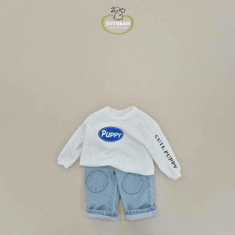 Soybean - Korean Children Fashion - #fashionkids - Patch Loose Denim Pants - 10