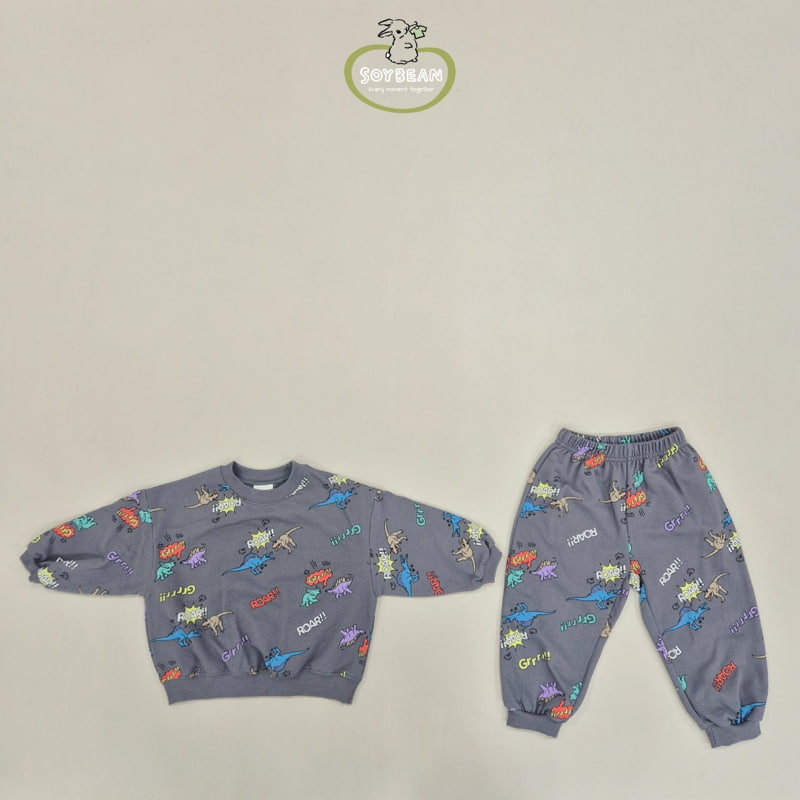 Soybean - Korean Children Fashion - #fashionkids - Dino Cartoon Top Bottom Set - 10