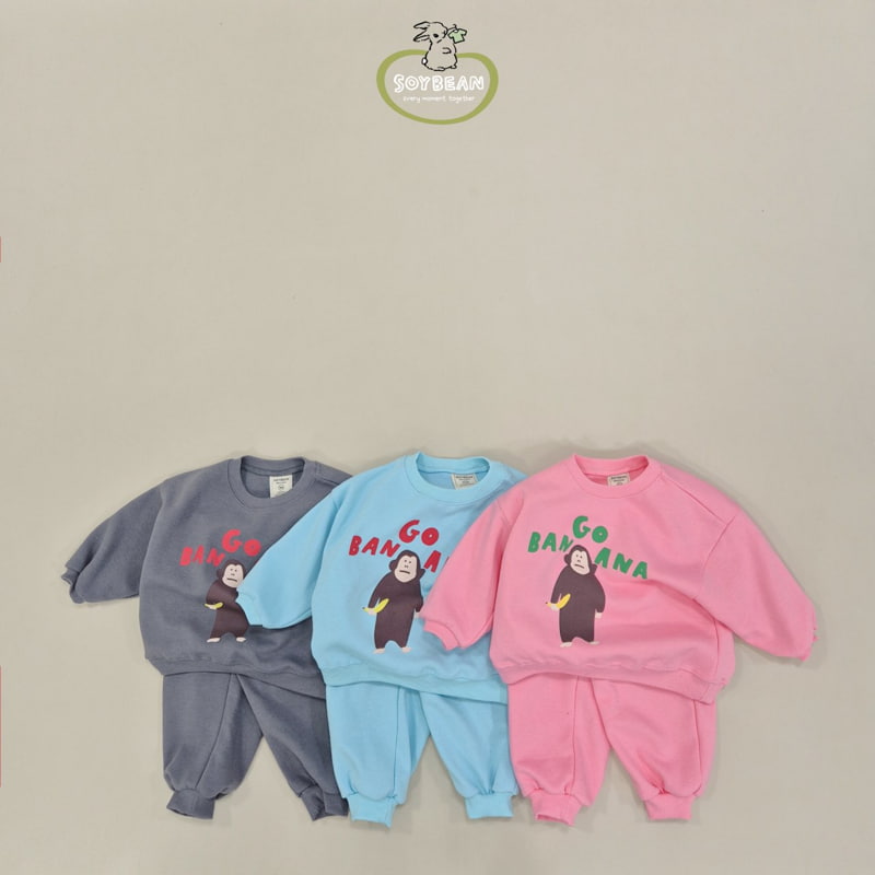 Soybean - Korean Children Fashion - #fashionkids - Banana Monkey Top Bottom Set