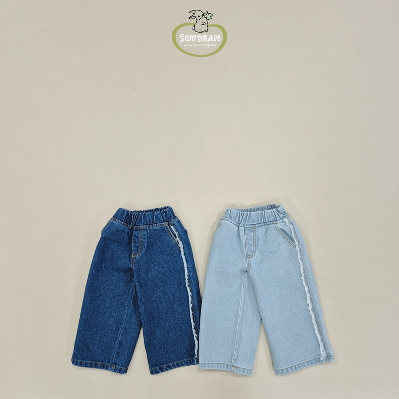 Soybean - Korean Children Fashion - #kidsshorts - Cutting Line Denim Pants