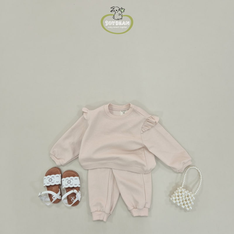 Soybean - Korean Children Fashion - #kidsshorts - Shoulder Frill Top Bottom Set - 6