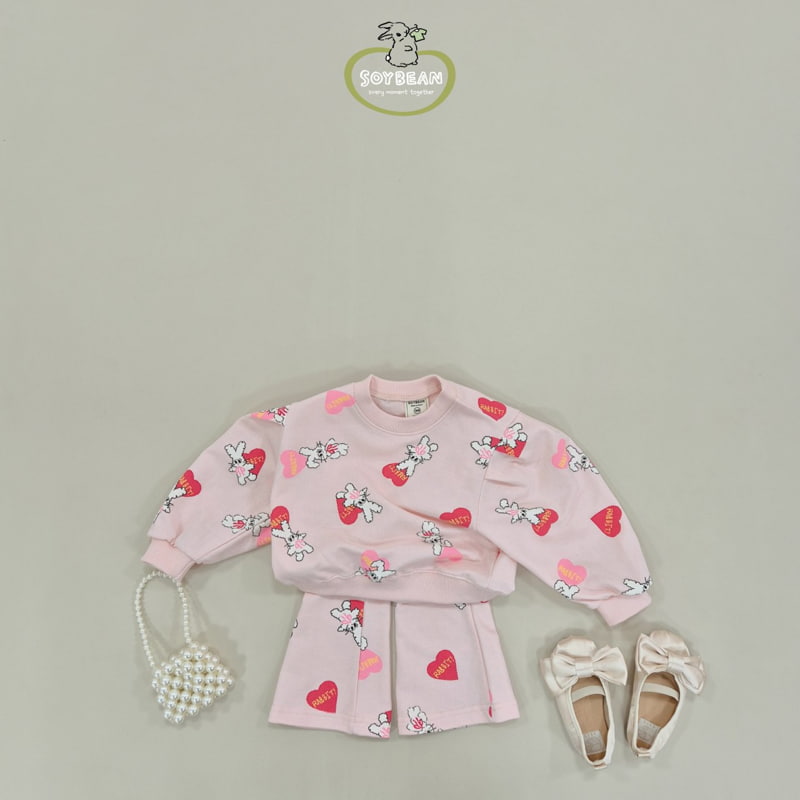 Soybean - Korean Children Fashion - #fashionkids - Heart Bunny Bootscut Top Bottom Set - 4