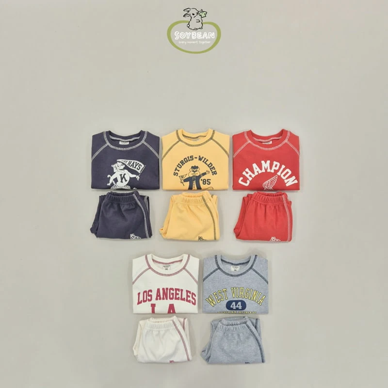 Soybean - Korean Children Fashion - #kidsshorts - Vintage Line Top Bottom Set