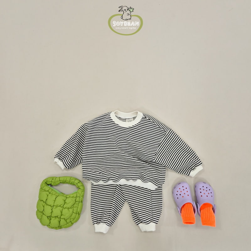Soybean - Korean Children Fashion - #kidsshorts - Stripe Top Bottom Set - 4