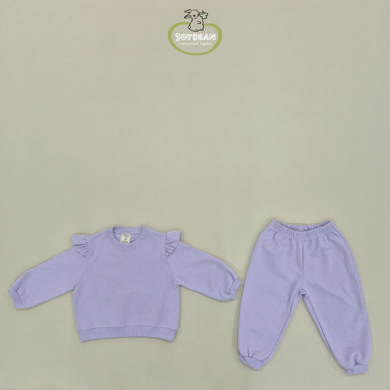Soybean - Korean Children Fashion - #kidsstore - Shoulder Frill Top Bottom Set - 7