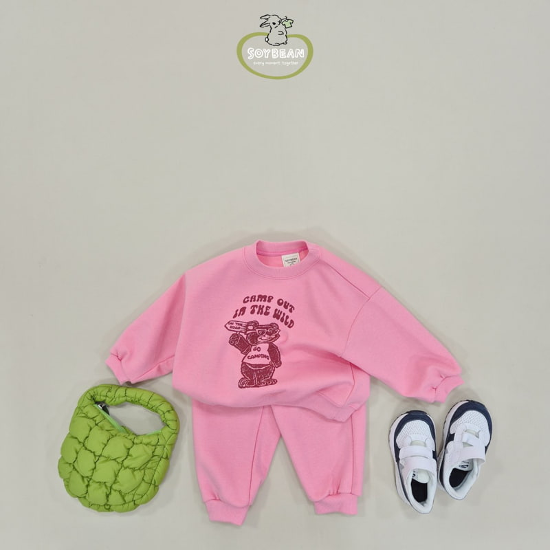 Soybean - Korean Children Fashion - #kidsstore - Camp Bear Top Bottom Set - 3