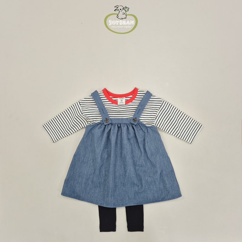 Soybean - Korean Children Fashion - #kidsstore - Shirring Denim Suspender Skirt - 9
