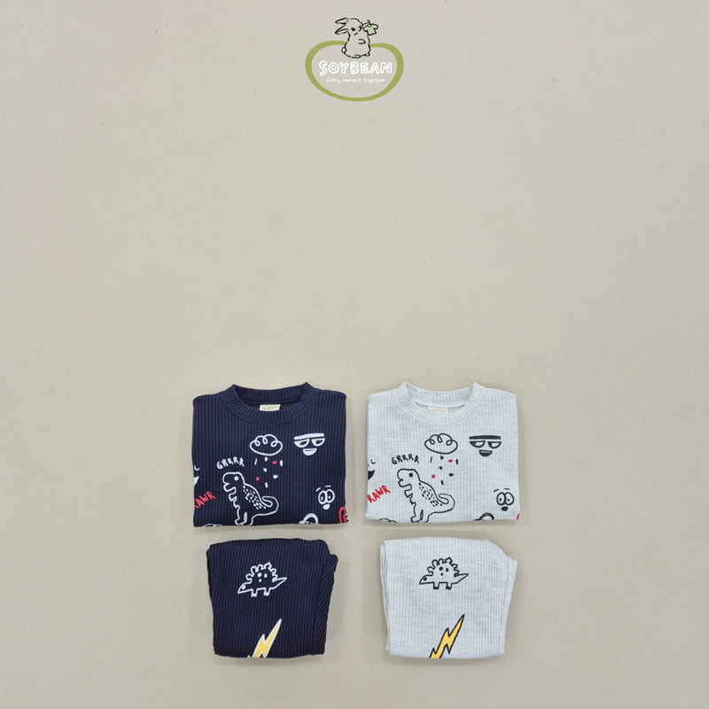 Soybean - Korean Children Fashion - #kidsstore - Painting Waffle Top Bottom Set - 5
