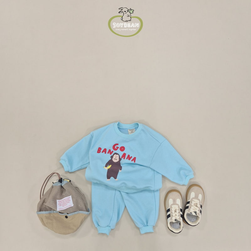 Soybean - Korean Children Fashion - #kidsstore - Banana Monkey Top Bottom Set - 3